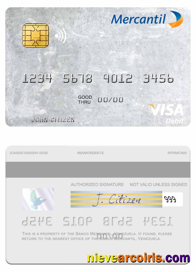 Venezuela Banco Mercantil visa debit card